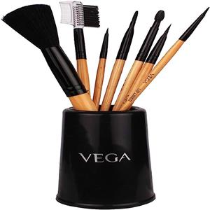 VEGA basic Professional Makeup Brush Set - Wood, 7 Pieces, EVS-7 - Wooden